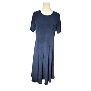 Laura Ashley 100% Silk Navy Long Dress